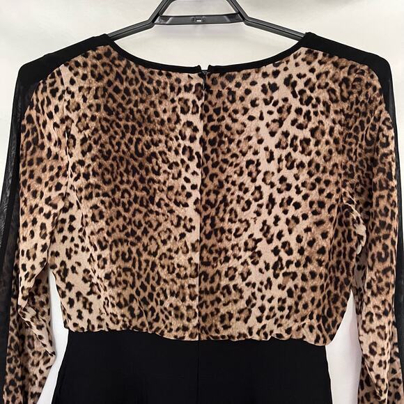 Nicole Miller Animal Print Dress 10 Y2K Leopard Mob Wife Sheer Edgy Sheer Club - Picture 6 of 12